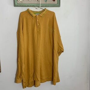 Vintage AZZURE yellow long sleeve rib knit polo shirt Big tall mens 5x plus top